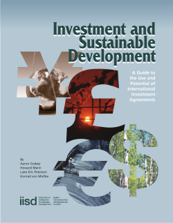 Investment and Sustainable Development: A Guide to the Use and