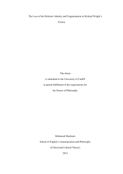 Identity and Fragmentation in Richard Wright`s Fiction This