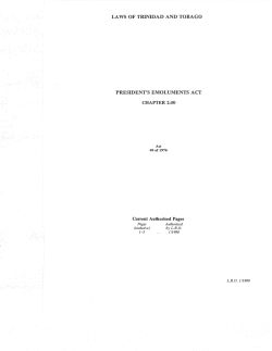 LAWS OF TRINIDAD AND TOBAGO PRESIDENT`S EMOLUMENTS
