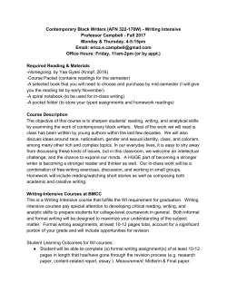 Contemporary Black Writers (AFN 322-170W) - Writing