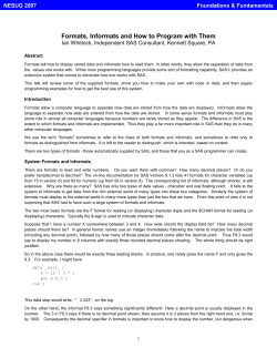 Formats, Informats and How to Program with Them