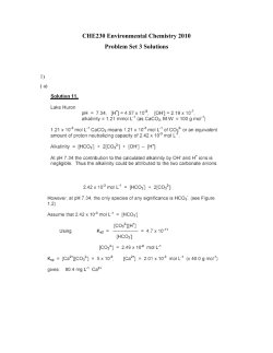 CHE230 Environmental Chemistry 2010 Problem