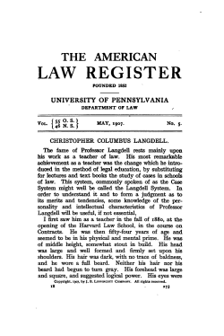 Christopher Columbus Langdell - Penn Law: Legal Scholarship
