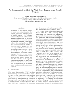 An Unsupervised Method for Word Sense Tagging using Parallel