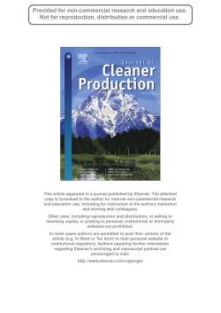 Author`s Personal Copy - Advances In Cleaner Production
