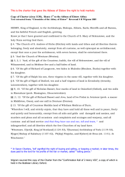 Copy of the Charter (circa 1130), Henry 1st to the Abbess of Elstow