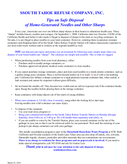 SSOUTH TAHOE REFUSE COMPANY, INC. Tips on Safe Disposal