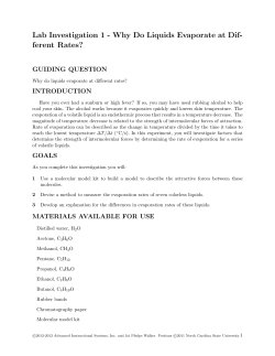 Lab Investigation 1 - Why Do Liquids Evaporate at Dif