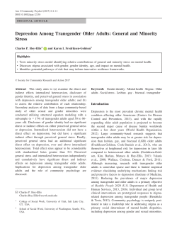 Depression Among Transgender Older Adults: General and Minority
