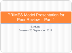 PRIMES Model Presentation for Peer Review &ndash; Part 1