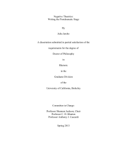 Negative Theatrics: Writing the Postdramatic Stage By Julia Jarcho