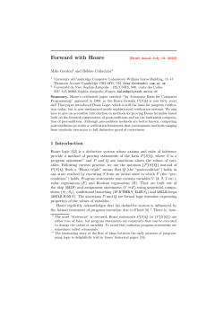 Forward with Hoare - Cambridge Computer Lab
