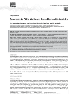 Severe Acute Otitis Media and Acute Mastoiditis in Adults