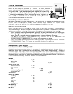 Income Statement - My Finance Class