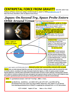 CENTRIPETAL FORCE FROM GRAVITY Unit 14 Dr. John P