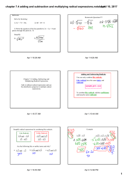 chapter 7.4 adding and subtraction and multiplying radical