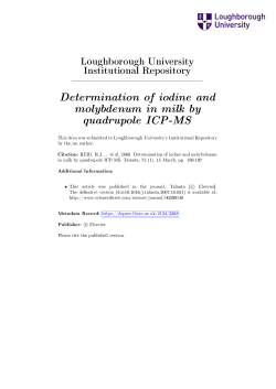 Determination of iodine and molybdenum in milk by quadrupole ICP