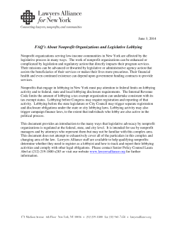 FAQ`s About Nonprofit Organizations and Legislative Lobbying