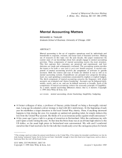 Mental accounting matters - UCLA Anderson School of Management