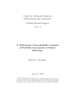 A Multivariate Generalizability Analysis of Portfolio Assessments in