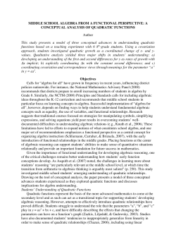 21) PME Algebra Functions Quadratics