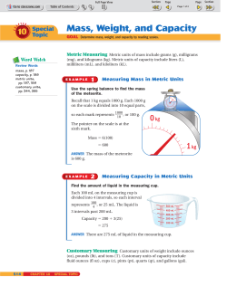 Mass, Weight, and Capacity