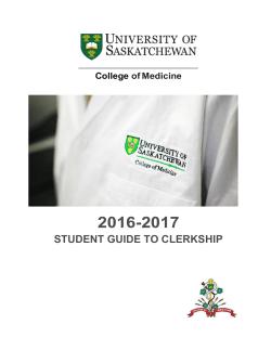 student guide to clerkship - University of Saskatchewan College of