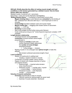 Physiology of Muscle - Primary Examination SAQs