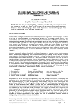 PROSODIC CUES TO COMPOUNDS VS PHRASES AND