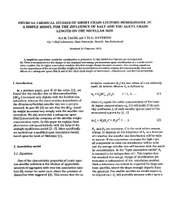 PHYSICAL CHEMICAL STUDIES OF SHORT