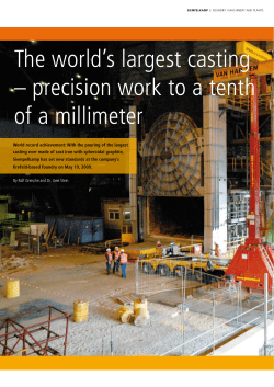 The world`s largest casting &ndash; precision work to a tenth of a millimeter