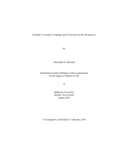 Aristotle`s Concept of Analogy and its Function in the Metaphysics by
