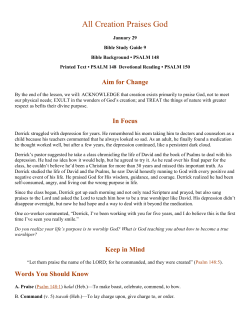 January 29, 2017: All Creation Praises God