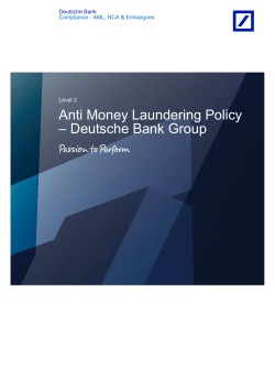 Anti Money Laundering Policy &ndash; Deutsche Bank Group