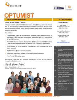 OPTUMIST Newsletter Fall 2016