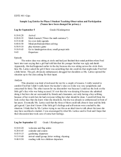EDTE 401&ndash;Gipe Sample Log Entries for Phase I Student Teaching