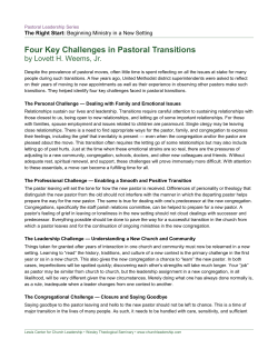 Four Key Challenges in Pastoral Transitions