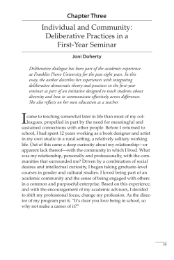 Individual and Community: Deliberative Practices in a First