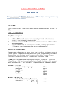 WASSCE / WAEC Yoruba Syllabus