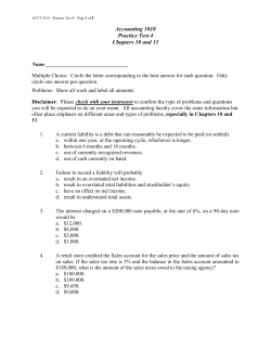 Accounting 1010 Practice Test 4 Chapters 10 and 11