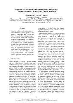 Language Portability for Dialogue Systems: Translating a Question