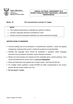 Marks: 70 This memorandum consists of 7 pages. NOTE: &bull; This