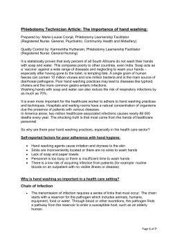 Phlebotomy Technician Article: The importance of hand