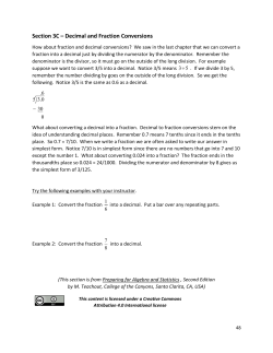 Section 3C &ndash; Decimal and Fraction Conversions