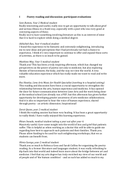 I Poetry reading and discussion - Teaching and Learning Support