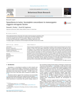 Synesthesia in twins: Incomplete concordance in monozygotes