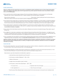 Paper Residency Form - University of Baltimore