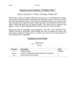 Science and Cooking: Problem Set 7