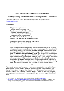 From Joie de Vivre to Gaudium de Veritate: Counterpointing Two