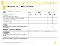 Sample CheCkliStS: analyzing media text